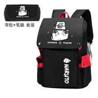 Naruto Anime Backpack, Includes Pencil Case and External Charging Port, Uzumaki Akatsuki School Students Schoolbag Leisure Computer Bag - CloudAnimeStudio