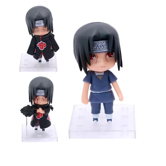 Naruto Shippuden Anime 3 Mini Figurine Set Chibi Uchiha Itachi Fighting Action Figure 10 CM - CLOUDANIMESTUDIO
