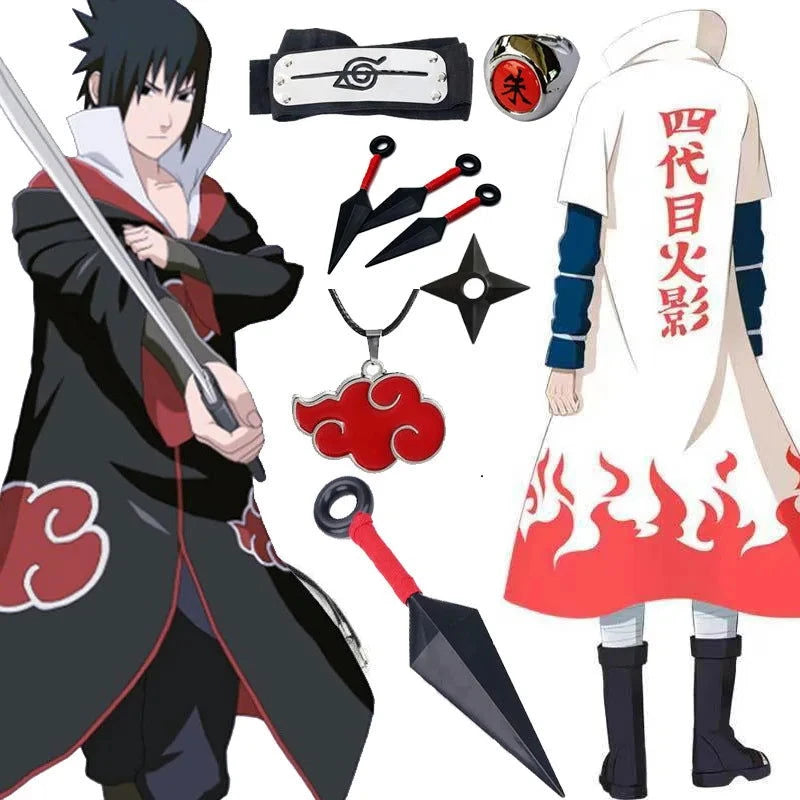 Naruto Shippuden Anime Cosplay Akatsuki Ninja Hokage Costume Itachi Sasuke - CLOUDANIMESTUDIO