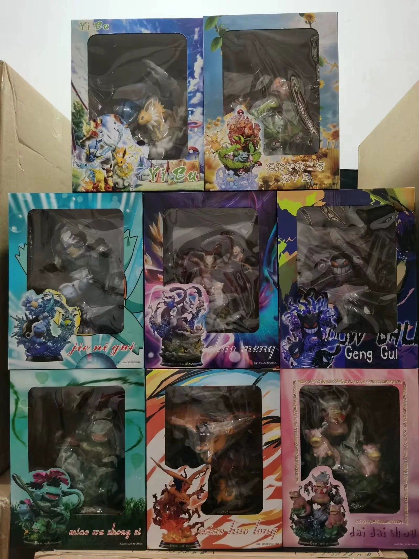 Pokemon Evolution LED Anime Figures, PVC Statue Model Toy Collections 20-35cm