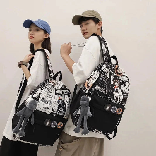 One Piece Luffy Printing Backpack Bags Anime School Bag Student Schoolbag For Men and Women - CLOUDANIMESTUDIO