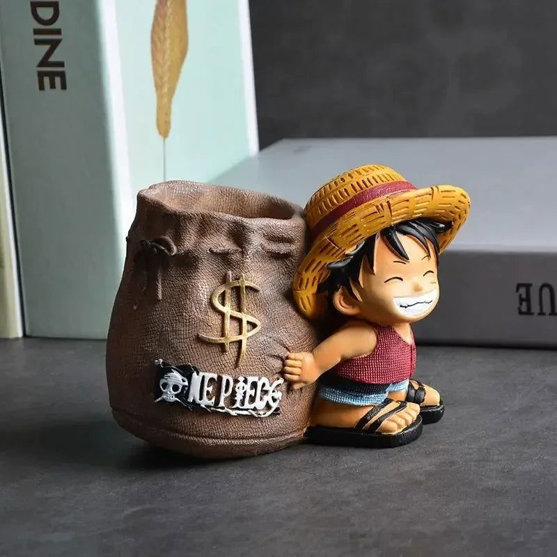 One Piece Monkey D. Luffy Pen Holder Anime Figure, Peripheral Kawaii Cute Chibi Decoration Desk - CloudAnimeStudio