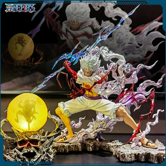 One Piece Nika Luffy Figure Luffy Sun God Gear 5 Anime Figurines With Light Ball 28 cm - CLOUDANIMESTUDIO