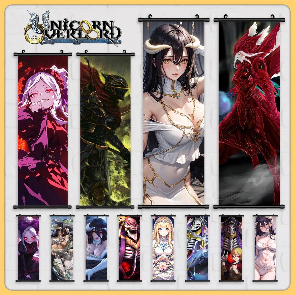 Overlord Anime Canvas Wall Art, Hanging Scrolls Digital Painting Print Posters - CloudAnimeStudio