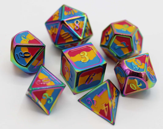 Pansexual Pride Flag - Metal RPG Dice Set CLOUDANIMESTUDIO