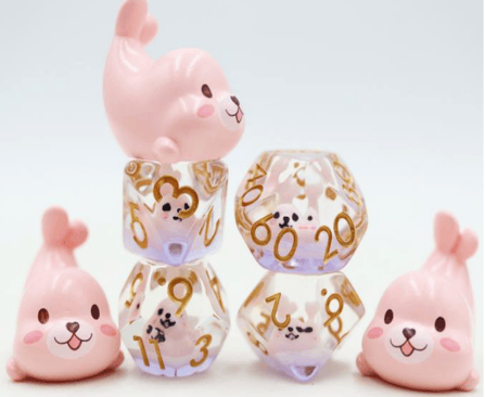 Pink Seal RPG Dice Set CLOUDANIMESTUDIO