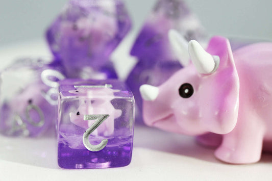 Pink Triceratops RPG Dice Set CLOUDANIMESTUDIO
