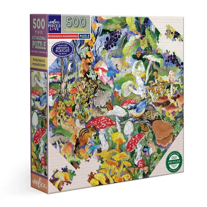 Poisonous Mushrooms 500 Piece Octagonal Jigsaw Puzzle eeBoo