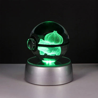 Pokemon 3D Crystal Ball Pikachu Gengar Eevee Mewtwo Anime Pokeball with Led Night Light Base - CLOUDANIMESTUDIO