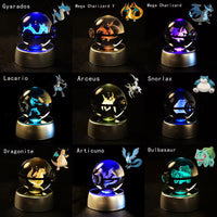 Pokemon 3D Crystal Pokeball with LED Light Base, Kids Anime Toy Gifts 2 in - CloudAnimeStudio