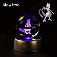 Pokemon 3D Crystal Pokeball with LED Light Base, Kids Anime Toy Gifts 2 in - CloudAnimeStudio