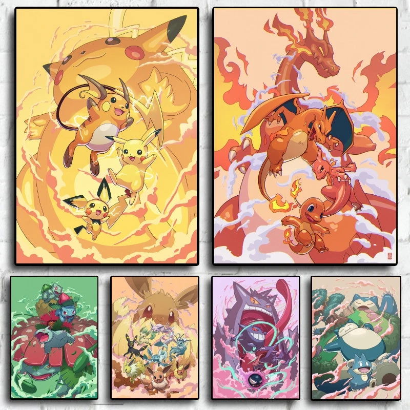 Pokemon Canvas Artwork, Wall Art Poster Prints Home Hanging Wall Decoration Decorative Modern Living Room - CloudAnimeStudio