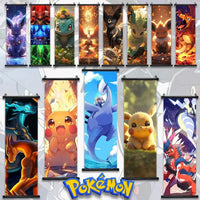 Pokemon Scroll Wall Art, Anime Posters Pikachu Eevee Modern Room Decoration Charizard Canvas Hanging Scrolls Wall Prints - CloudAnimeStudio