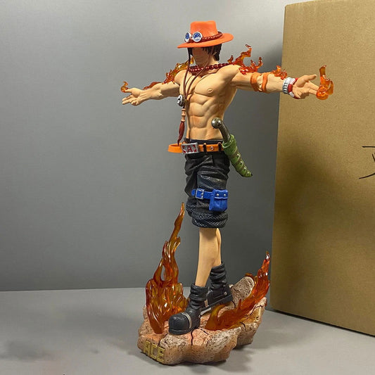 Portgas D. Ace Figure, Iconic Anime Cross Pose One Piece Action Figurines PVC Statues Collectible 28 cm - CloudAnimeStudio