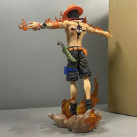 Portgas D. Ace Figure, Iconic Anime Cross Pose One Piece Action Figurines PVC Statues Collectible 28 cm - CloudAnimeStudio