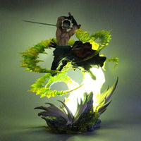 Roronoa Zoro Santoryu Style Armament Haki LED Anime Figurine, One Piece Figurines PVC Statue Collectible 30cm - CloudAnimeStudio