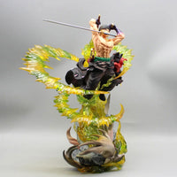 Roronoa Zoro Santoryu Style Armament Haki LED Anime Figurine, One Piece Figurines PVC Statue Collectible 30cm - CloudAnimeStudio