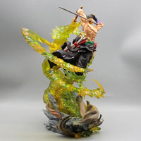 Roronoa Zoro Santoryu Style Armament Haki LED Anime Figurine, One Piece Figurines PVC Statue Collectible 30cm - CloudAnimeStudio