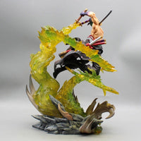 Roronoa Zoro Santoryu Style Armament Haki LED Anime Figurine, One Piece Figurines PVC Statue Collectible 30cm - CloudAnimeStudio