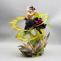 Roronoa Zoro Santoryu Style Armament Haki LED Anime Figurine, One Piece Figurines PVC Statue Collectible 30cm - CloudAnimeStudio