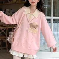 Cute Cookie Bear V-Neck Sweater