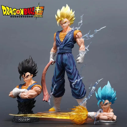 Vegito Super Saiyan Blue Gogeta 3 Heads 2 Bodies Action Figure, Dragon Ball Z Anime Figurines 32 CM