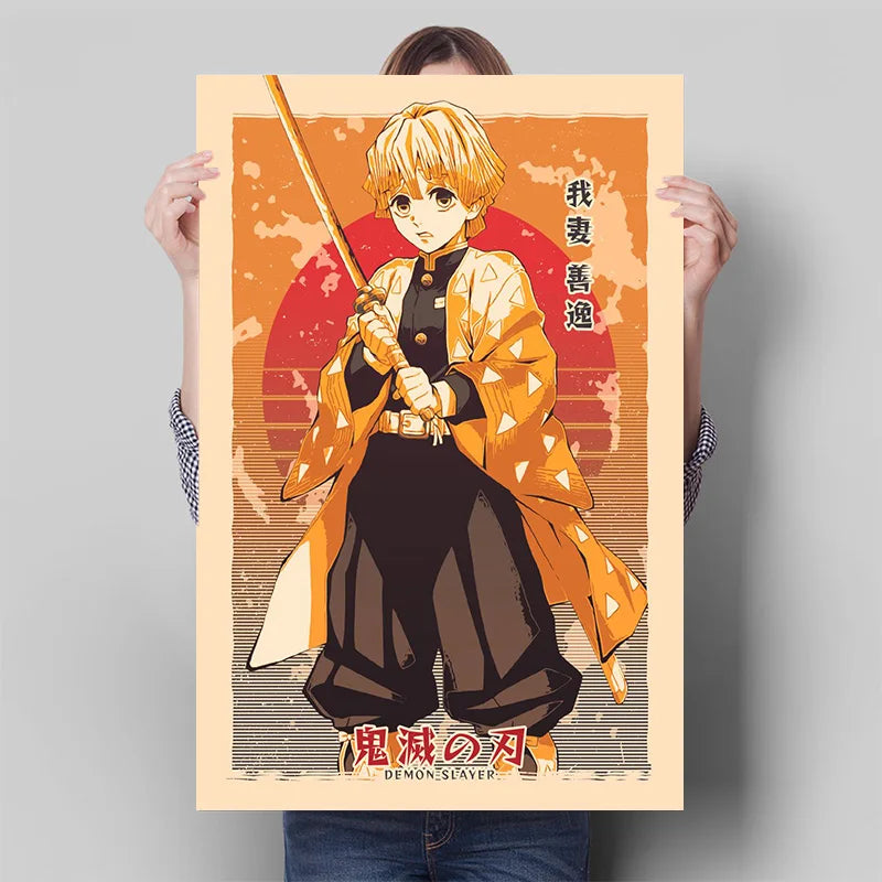 Demon Slayer Posters, Anime Retro Poster Tanjiro Kamado Kamado Nezuko Hashibira Inosuke Shinobu Kocho
Breath Techniques Decorative Wall Art