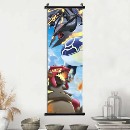 Pokemon Scroll Wall Art, Anime Posters Pikachu Eevee Modern Room Decoration Charizard Canvas Hanging Scrolls Wall Prints