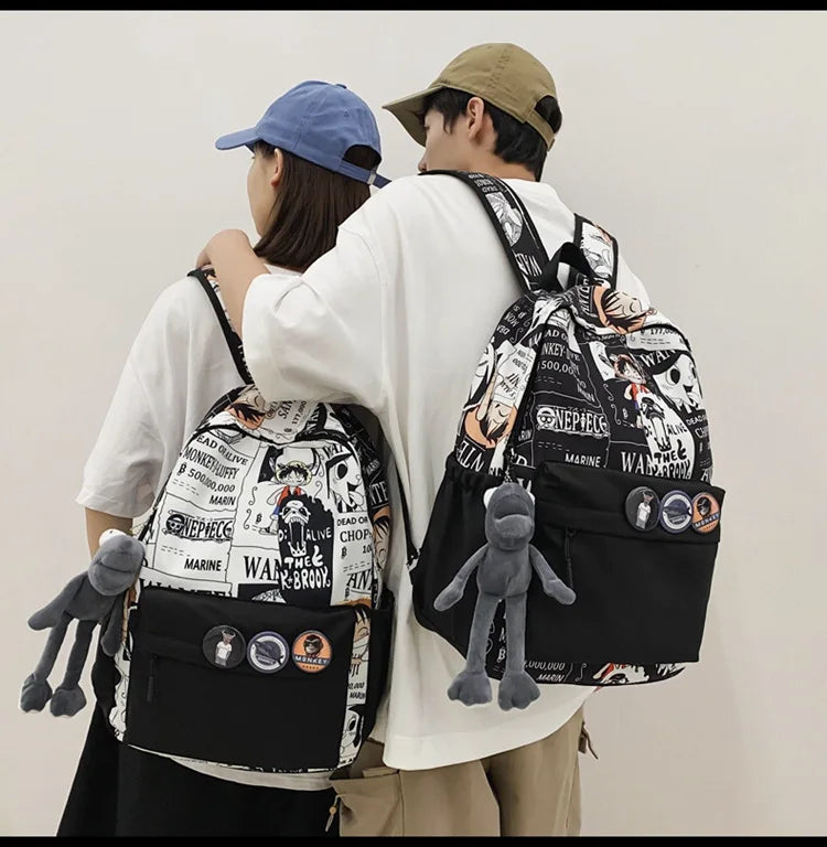 One Piece Luffy Printing Backpack Bags Anime School Bag Student Schoolbag For Men and Women