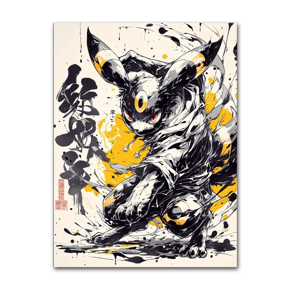 Anime Pokemon Ink Painting Canvas Posters, Painting Prints Posters and Prints Wall Art Picture for Living Room Children Gift