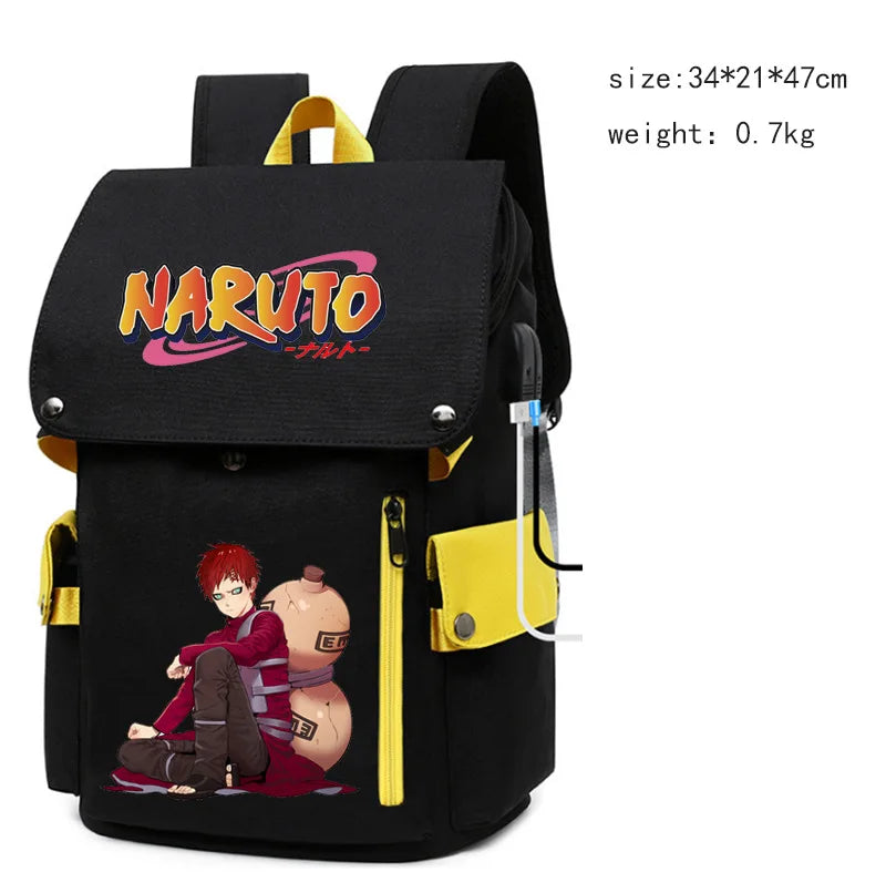 Naruto Anime Backpack, Naruto Shippuden College School Student Bag Multifunctional Large Capacity Computer Travel Backpack