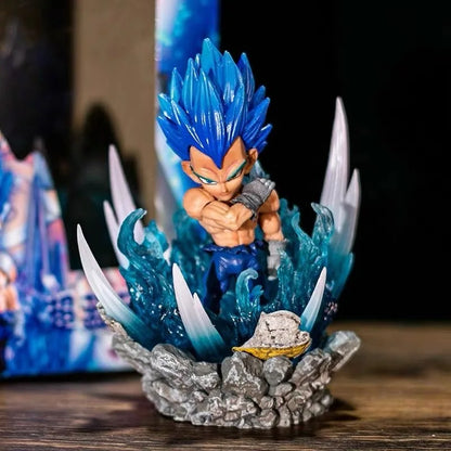 Goku Ultra Instinct and Vegeta Super Saiyan Blue LED Mini Figure, Dragon Ball Super Figurines 10 CM