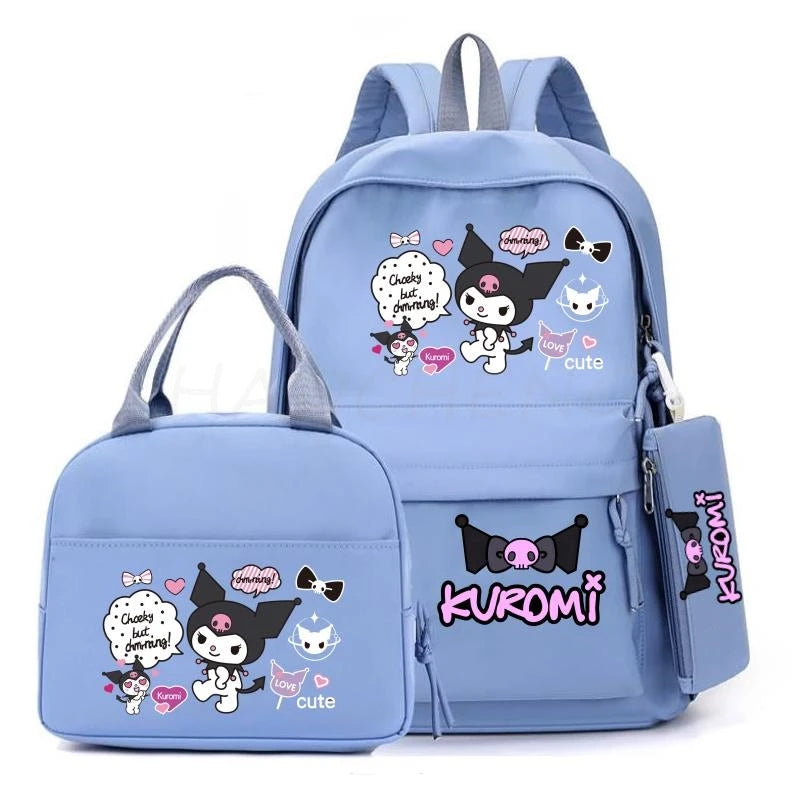 Cute Kuromi Melody Backpack For Students With Casual Lunch Bag Pencil Case, School Bag Laptop For Teenagers Rucksack Knapsack