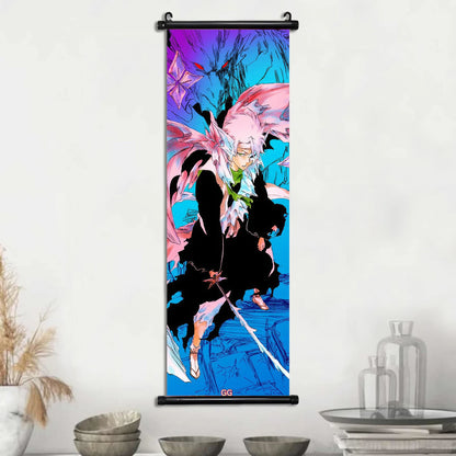 Bleach Scroll Wall Art, Hanging Prints Wall Artwork Kurosaki Ichigo Scrolls Canvas Japanese Anime Posters Home Decor for Living Room