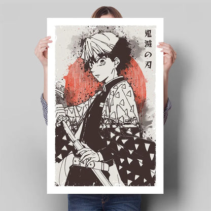 Demon Slayer Posters, Anime Retro Poster Tanjiro Kamado Kamado Nezuko Hashibira Inosuke Shinobu Kocho
Breath Techniques Decorative Wall Art