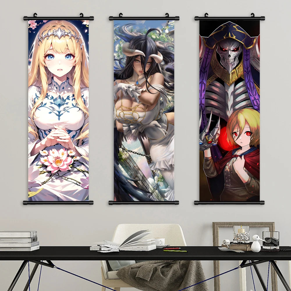 Overlord Anime Canvas Wall Art, Hanging Scrolls Digital Painting Print Posters