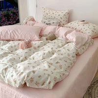 Pink Floral Bedding Set CLOUDANIMESTUDIO