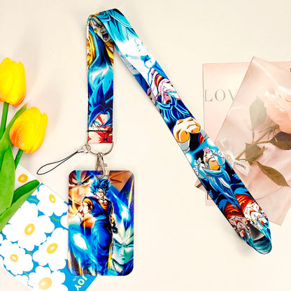 Dragon Ball Credential Holder Anime Lanyards Neck Strap For Card Badge Keychain Accessories