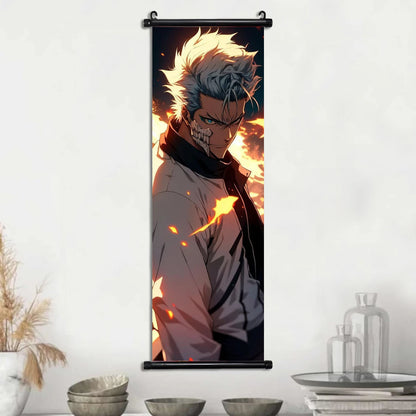 Bleach Anime Scroll Wall Art Poster, Decorative Print Ichigo Kurosaki, Hitsugaya Toshiro, and Grimmjow Jaegerjaquez Canvas Home Decor