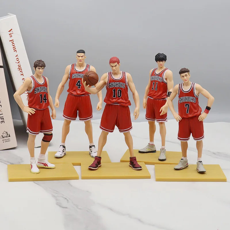 5 PCs Slam Dunk Action Figures Anime Set, Sakuragi Hanamichi Hisashi Mitsui Ryota Miyagi Takenori Akagi Rukawa Kaede PVC Figurines 17 cm