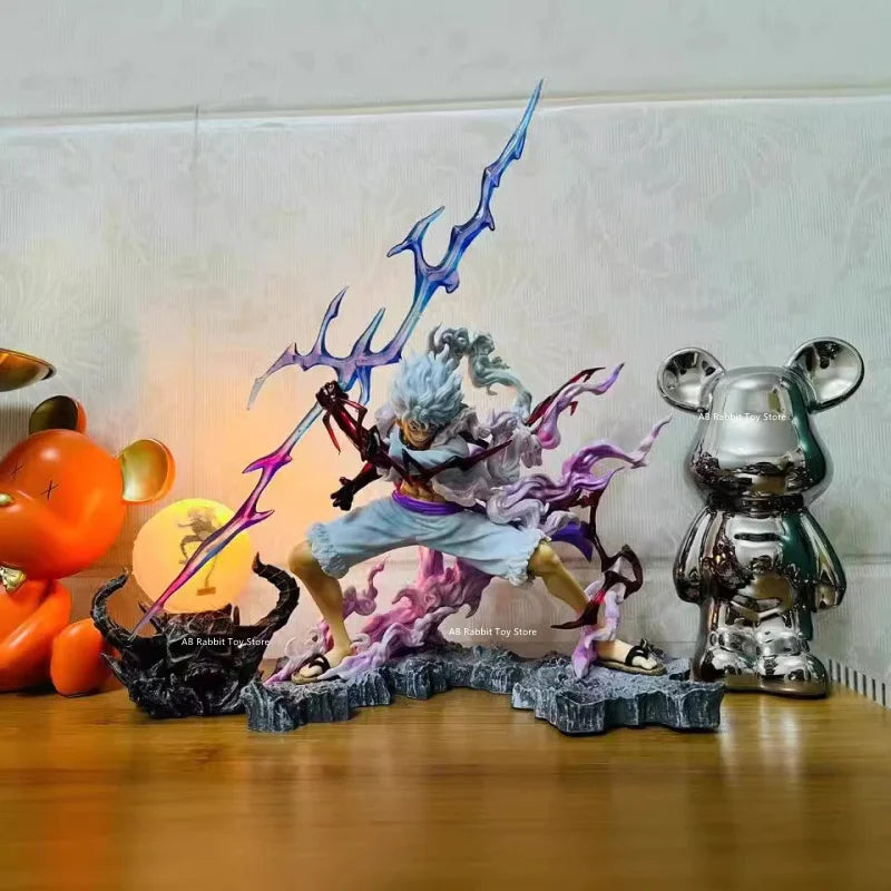 One Piece Nika Luffy Figure Luffy Sun God Gear 5 Anime Figurines With Light Ball 28 cm