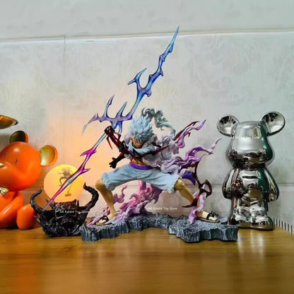 One Piece Nika Luffy Figure Luffy Sun God Gear 5 Anime Figurines With Light Ball 28 cm