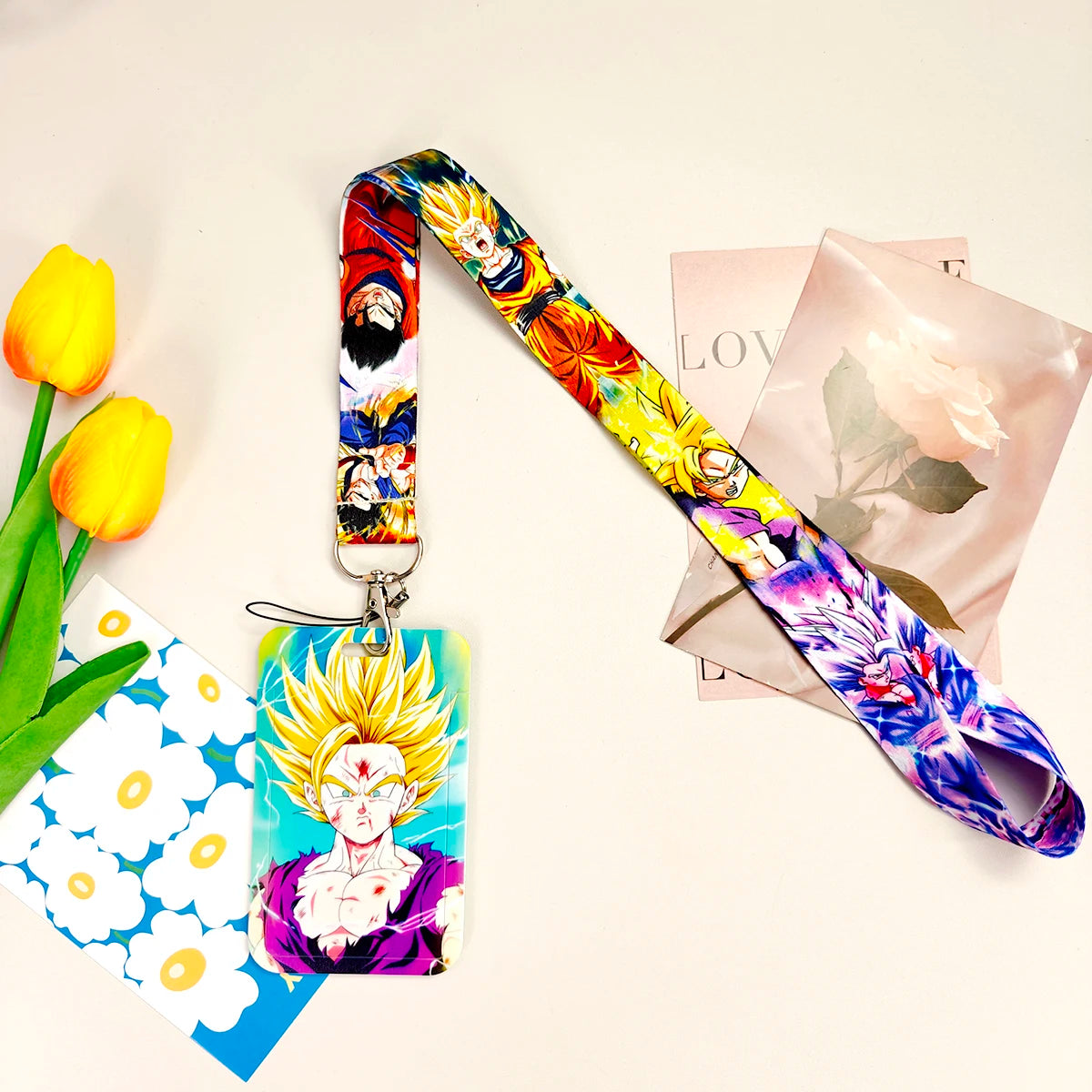 Dragon Ball Credential Holder Anime Lanyards Neck Strap For Card Badge Keychain Accessories