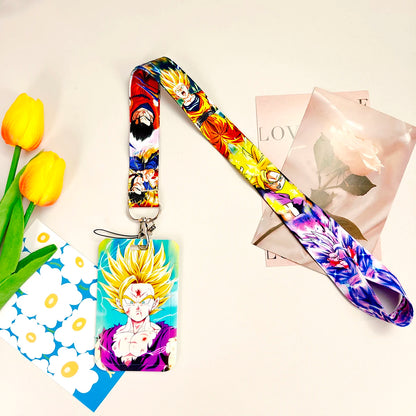 Dragon Ball Credential Holder Anime Lanyards Neck Strap For Card Badge Keychain Accessories