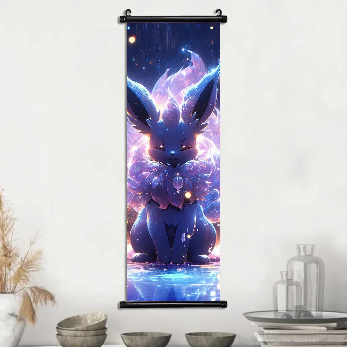 Pokemon Scroll Wall Art, Anime Posters Pikachu Eevee Modern Room Decoration Charizard Canvas Hanging Scrolls Wall Prints