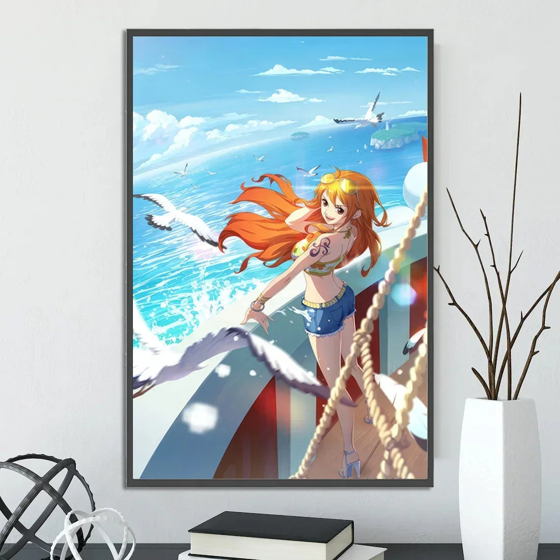 One Piece Anime Self-adhesive Poster, Anime Wall Art Wallpaper Home Decoration Painting Wall Art For Bedroom