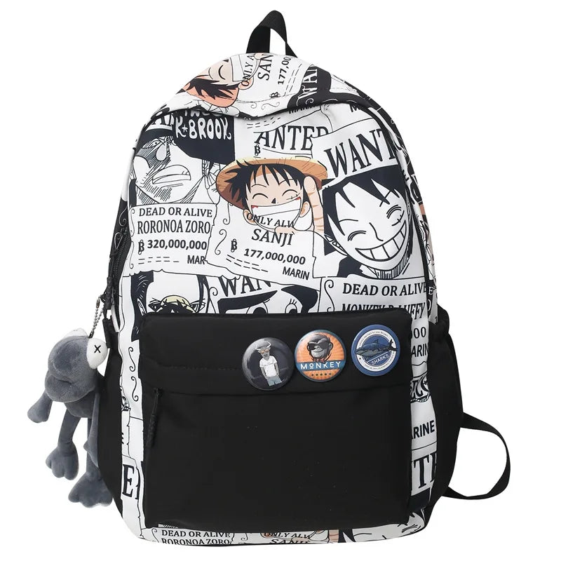 One Piece Luffy Printing Backpack Bags Anime School Bag Student Schoolbag For Men and Women
