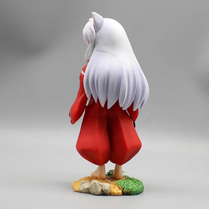 Cute Kawaii Inuyasha Anime Figures, Looking Back Pose Kawaii Chibi Doll Model Desktop Decoration 16cm