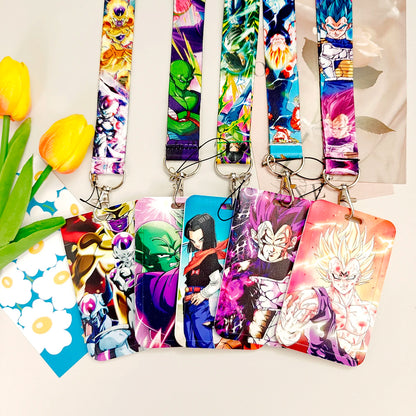 Dragon Ball Credential Holder Anime Lanyards Neck Strap For Card Badge Keychain Accessories