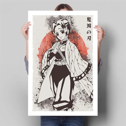 Demon Slayer Posters, Anime Retro Poster Tanjiro Kamado Kamado Nezuko Hashibira Inosuke Shinobu Kocho
Breath Techniques Decorative Wall Art